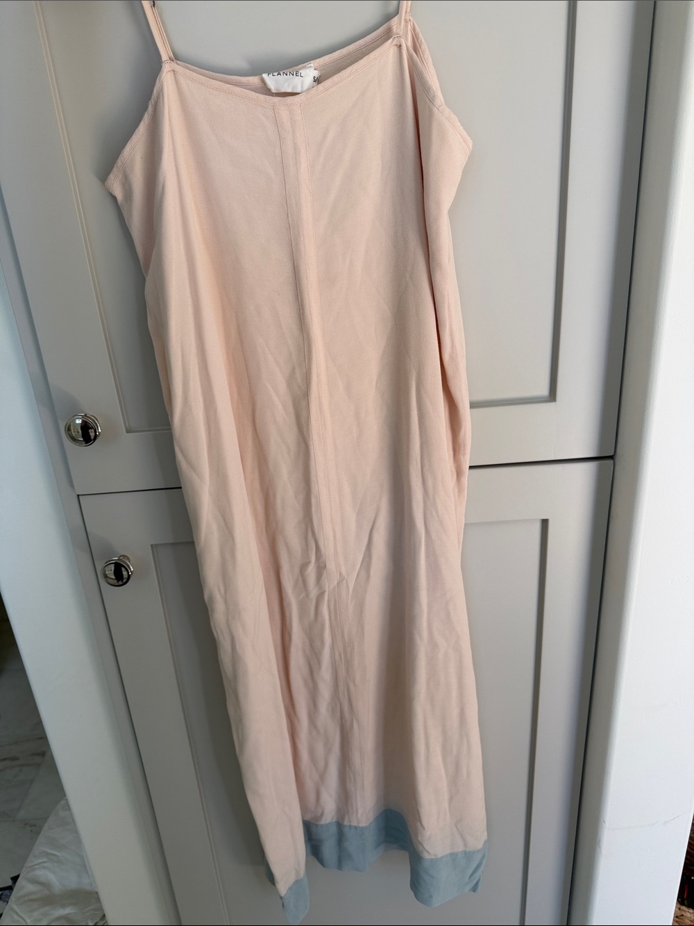 Flannel Blush Slip Dress with Light Blue Hem